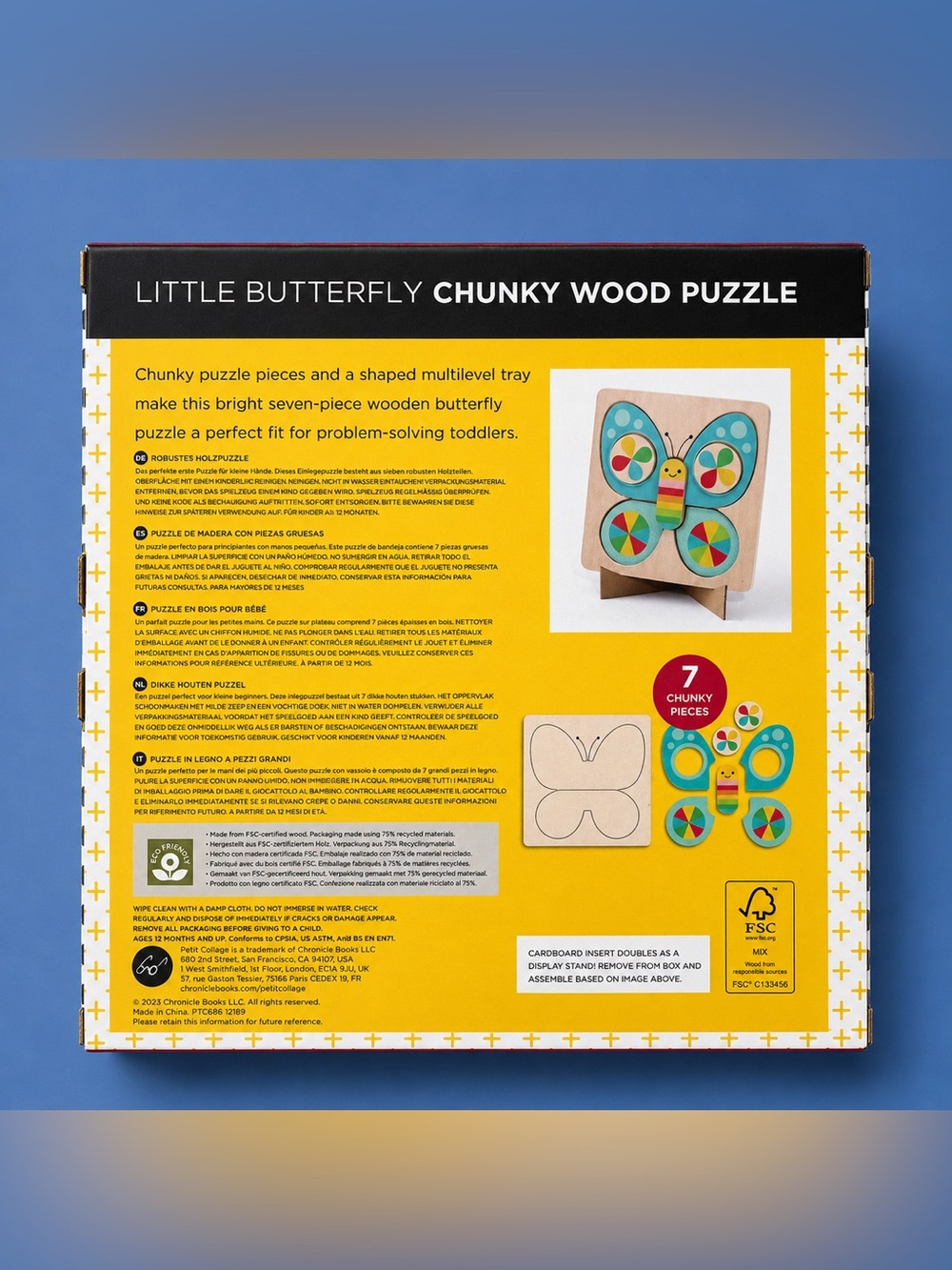 Petit Collage - Little Butterfly Chunky Wood Puzzle - Picture 4 of 8